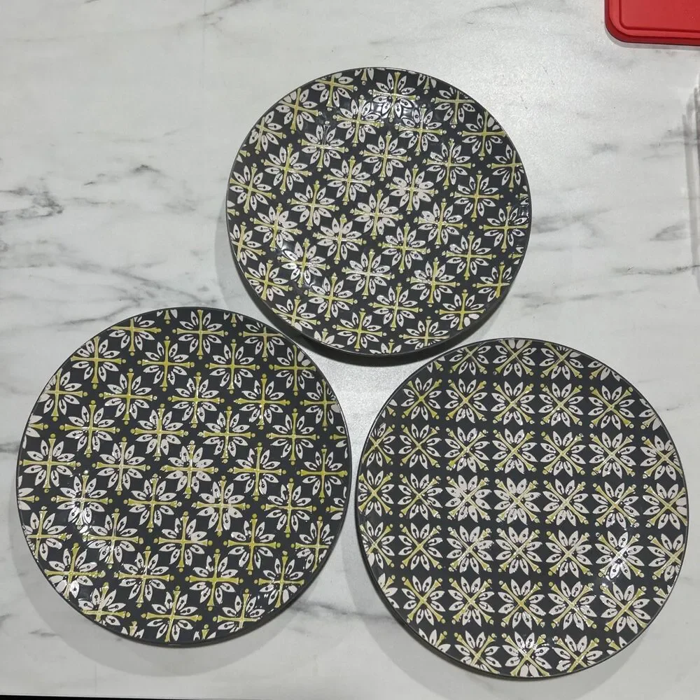 180 Robin Pickens Dinner Plates Lot Of 3 Gray 10” Floral Cottage Core Whimsy